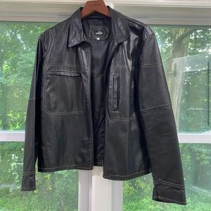Trendy Men’s leather motorcycle jacket
